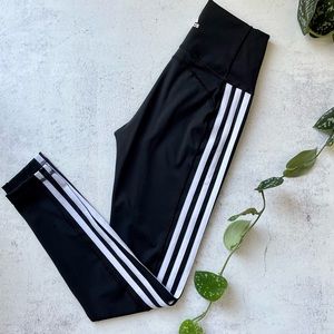 NWOT adidas Believe This Stripe 7/8 Tights High Rise Black & White Size XS